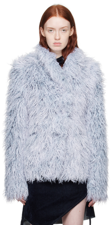 ottolinger blue fitted faux-fur blazer
