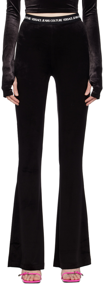 versace jeans couture black flared leggings