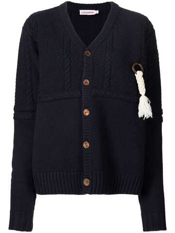 charles jeffrey loverboy cable-knit panelled cardigan - blue