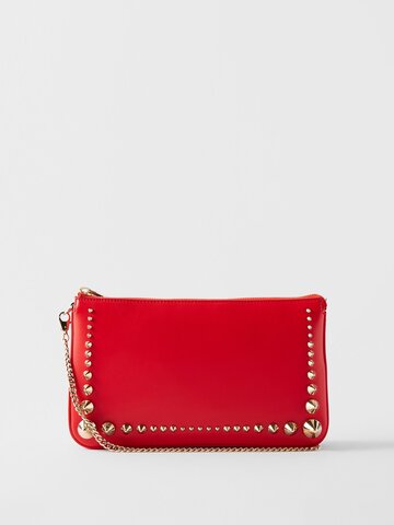 christian louboutin - loubila spike-embellished leather handbag - womens - red