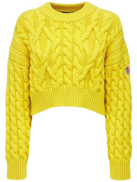 MONCLER GRENOBLE Braided Wool Knit Sweater in yellow