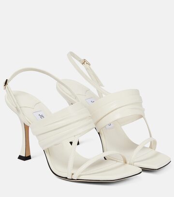 jimmy choo beziers 90 leather sandals in neutrals