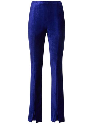 forte_forte cotton blend velvet high rise pants in blue