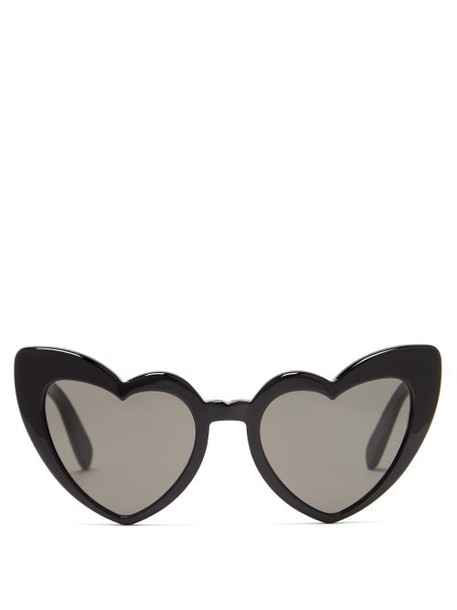 Saint Laurent - Loulou Heart Shaped Acetate Sunglasses - Womens - Black