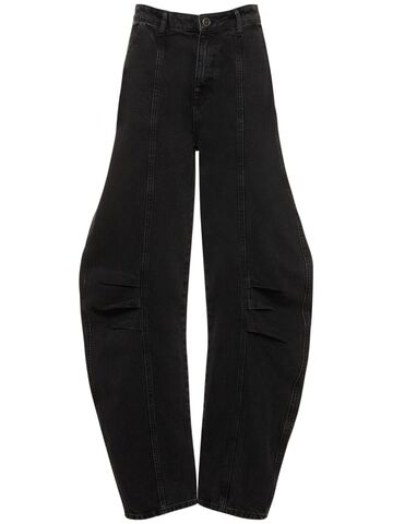 rotate washed denim wide pants in black
