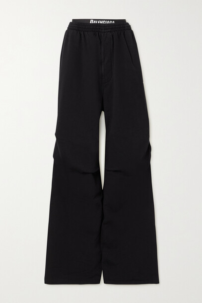 Balenciaga - Layered Embroidered Cotton-jersey Track Pants - Black