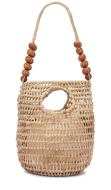 Aranaz Lisa Beads Bag in Neutral in tan