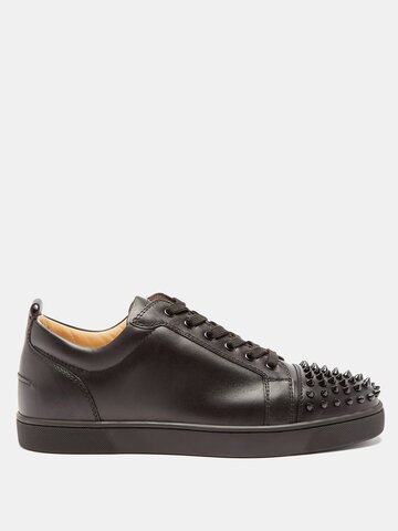 christian louboutin - louis junior spike-embellished leather trainers - mens - black
