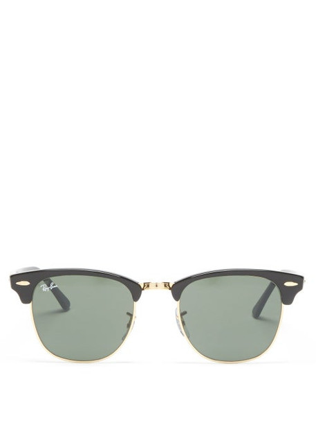 Ray-ban - Clubmaster Square Acetate And Metal Sunglasses - Womens - Black Gold