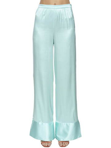 TALLER MARMO High Waist Silk Blend Wide Leg Pants in turquoise