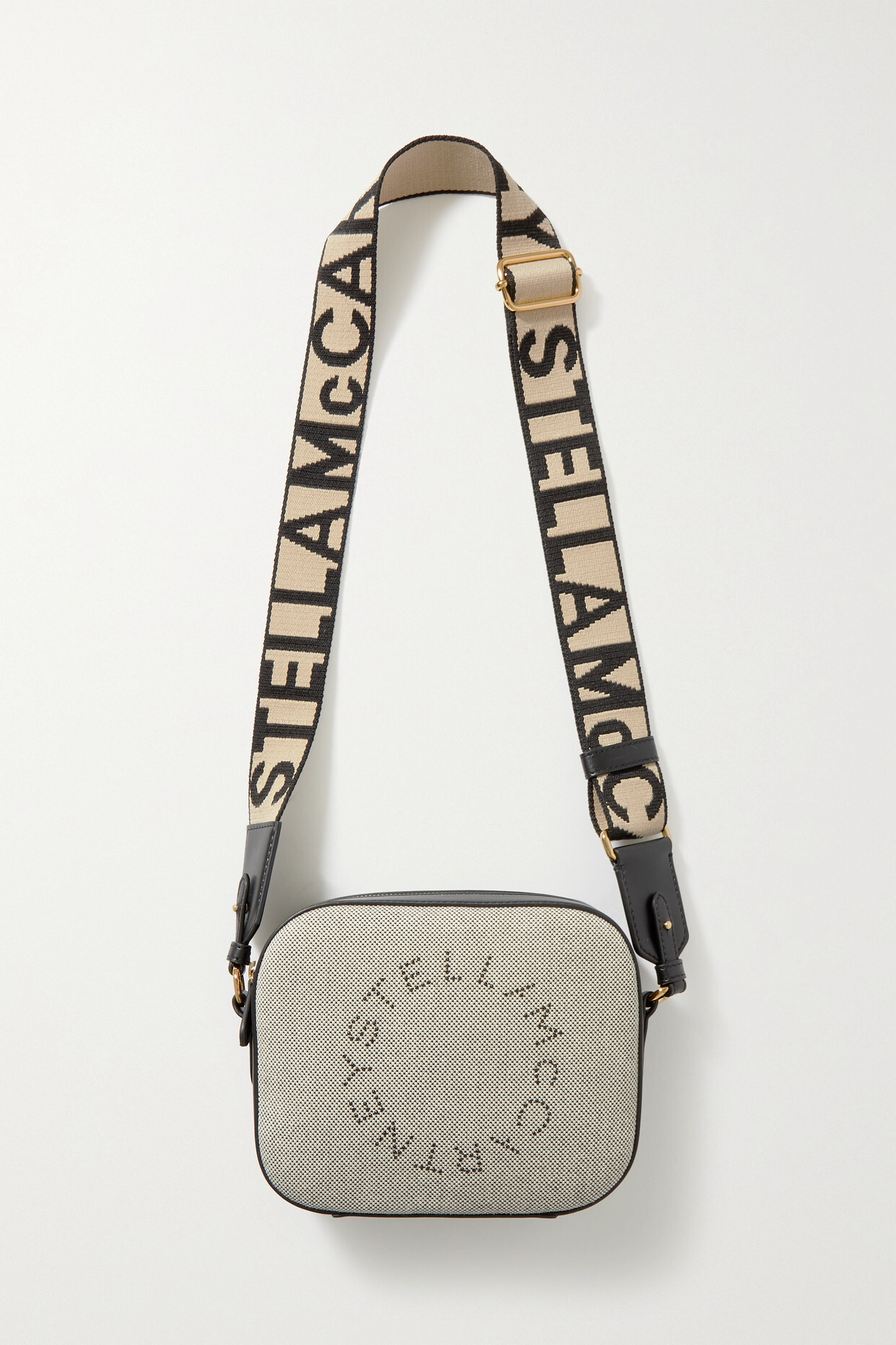 Stella McCartney - Embellished Vegetarian Leather-trimmed Cotton-canvas Camera Bag - Black