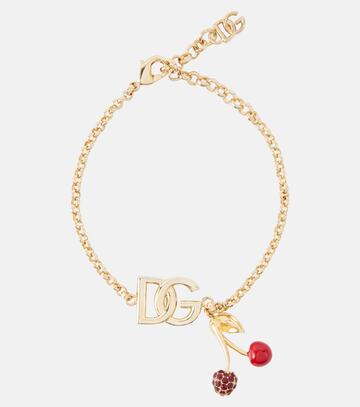 dolce&gabbana logo embellished charm bracelet in gold