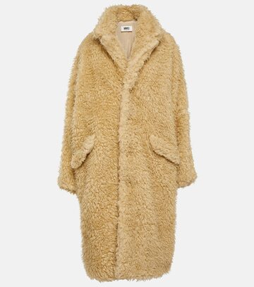 mm6 maison margiela oversized faux fur coat in neutrals