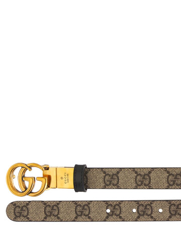 GUCCI Gg Marmont Reversible Thin Leather Belt in black
