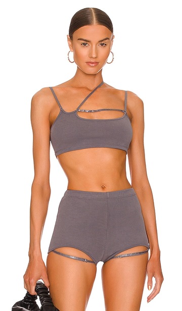 h:ours Layla Crop Top in Grey in gray