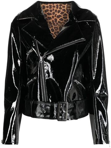 philipp plein glossy faux leather jacket - black