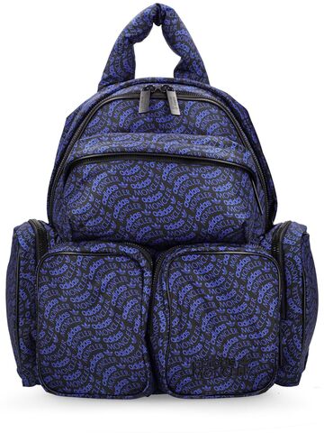 moncler genius moncler x adidas nylon printed backpack in black / blue