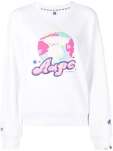 AAPE BY *A BATHING APE® AAPE BY *A BATHING APE® graphic logo-appliqué sweatshirt - White