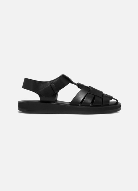 The Row - Gaia 1 Woven Textured-leather Sandals - Black