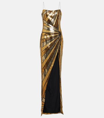 balmain sequined gown in gold