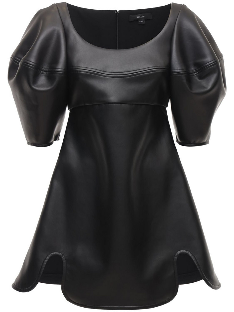 ELLERY Margaret Faux Leather Mini Dress in black