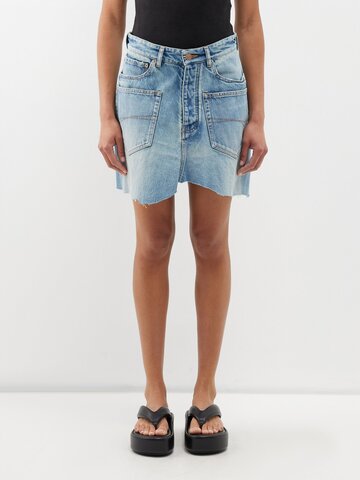 balenciaga - patch-pocket denim mini skirt - womens - denim