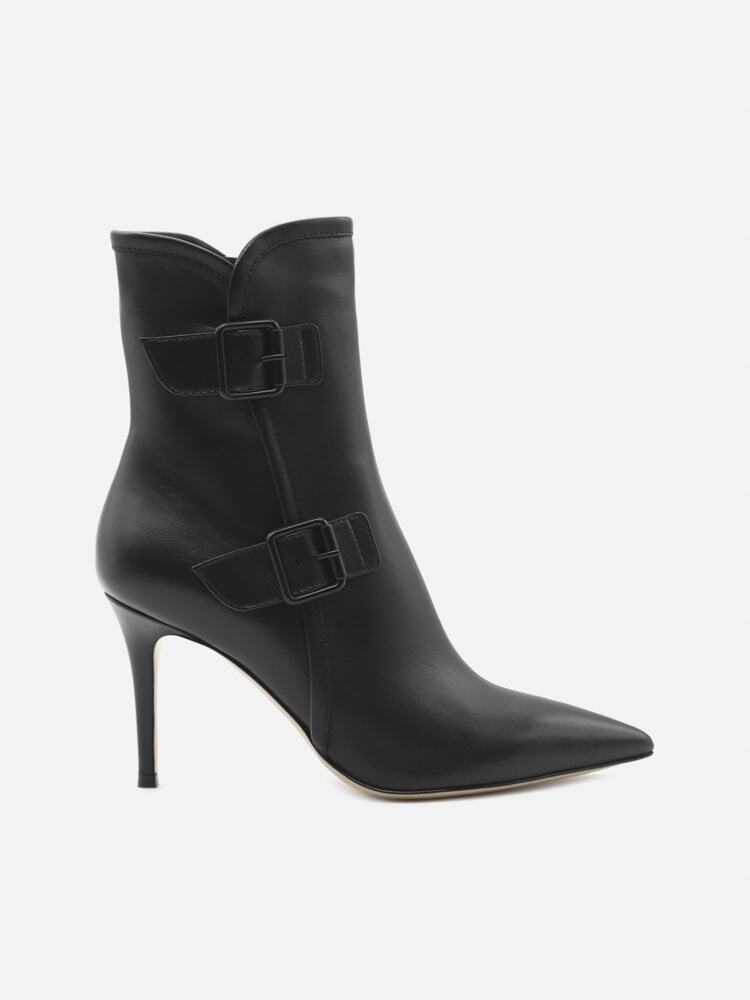 Gianvito Rossi Leather Ankle Boots With Buckles in black