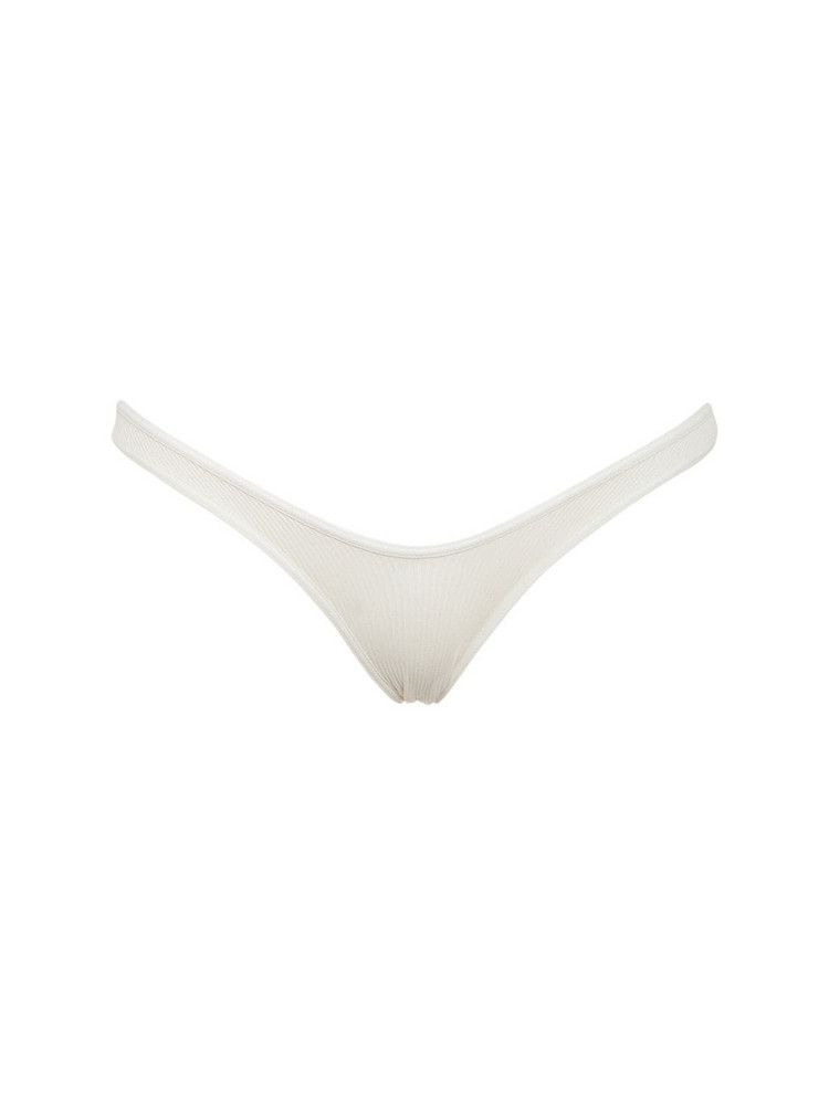 ANDREA ADAMO Ribbed Jersey Dipped Thong in ivory