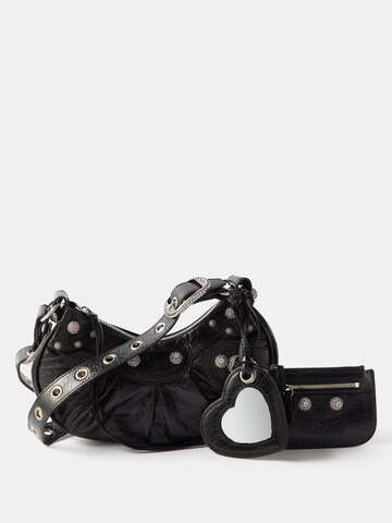 balenciaga - le cagole xs crackled-effect leather shoulder bag - womens - black