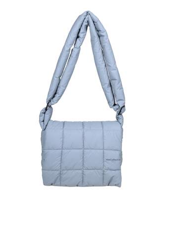 VeeCollective Vee Collective Messenger Bag In Quilted Fabric in stone
