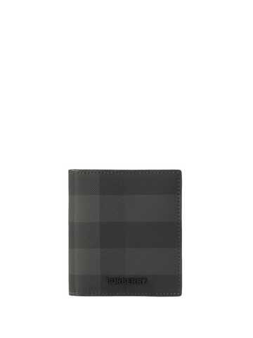burberry logo-lettering bi-fold wallet - black