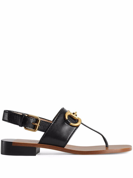 Gucci Horsebit-motif flat sandals - Black