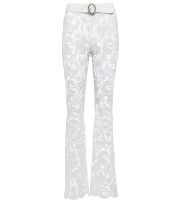 alessandra rich floral high-rise lace pants in white