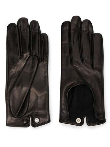 durazzi milano press-stud leather gloves - black