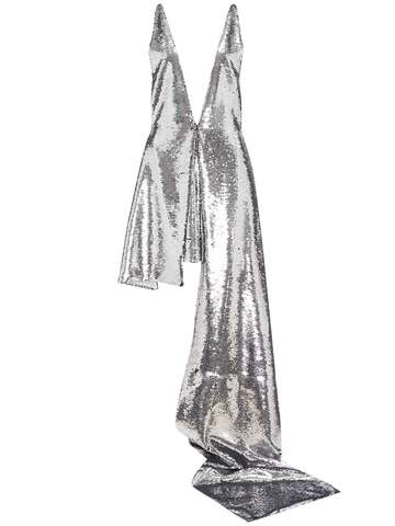 JW ANDERSON Allover Sequined Short Jumpsuit in silver