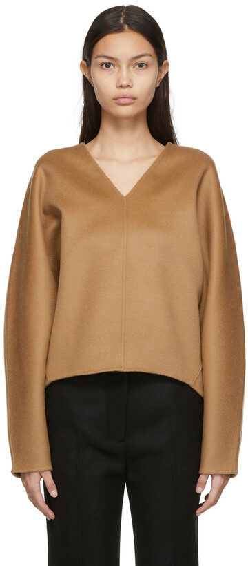 Totême Brown Wool Cashmere Sweater in camel