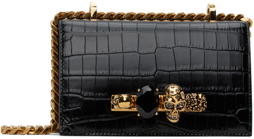 Alexander McQueen Black Mini Jewelled Bag