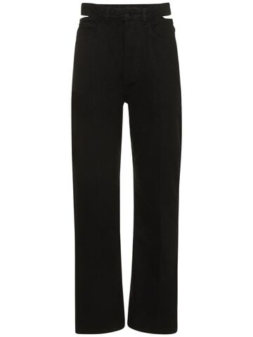FRAME Le High & Straight Cutout Jeans in black