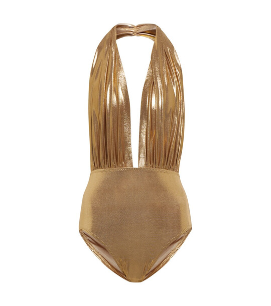 Norma Kamali Mio metallic swimsuit in gold