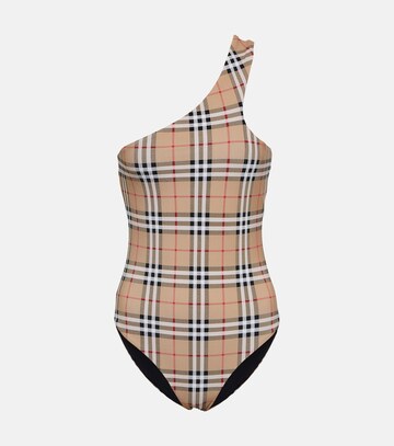burberry vintage check one-shoulder swimsuit