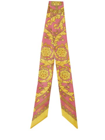versace holiday print silk scarf in pink / multi