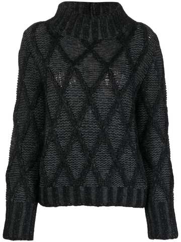 fabiana filippi argyle-check pattern knitted jumper - black