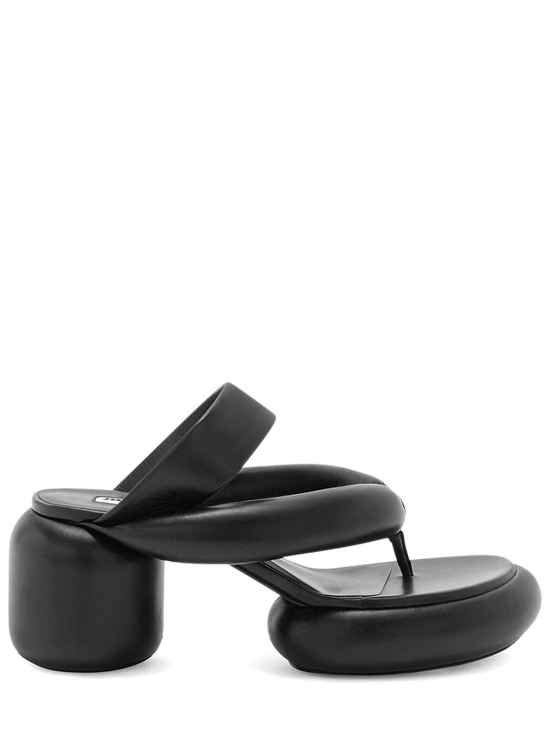 JIL SANDER 75mm Padded Leather Platform Sandals in black