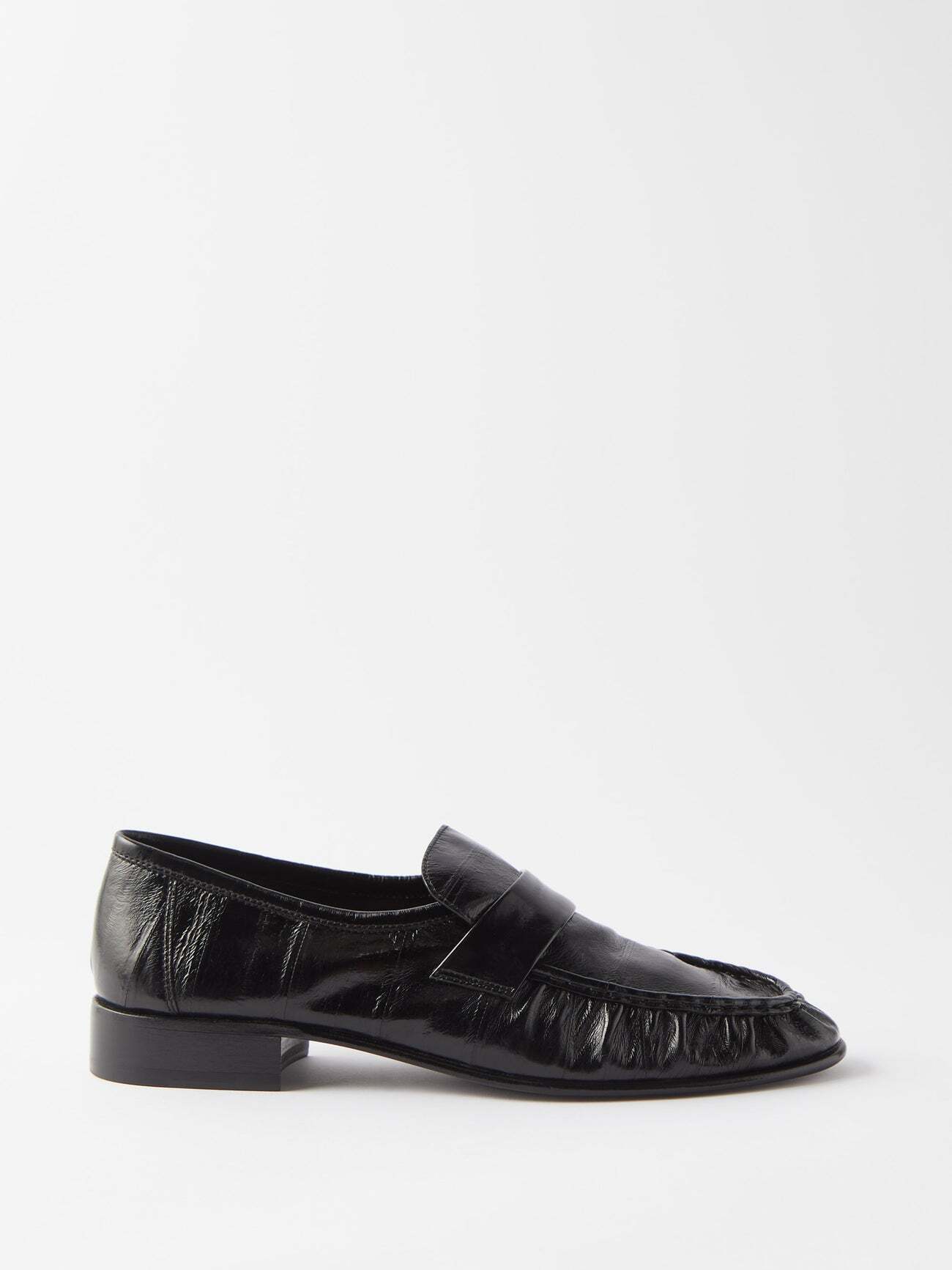 The Row - Gathered Eel Leather Loafers - Womens - Black
