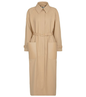 Fendi Leather-trimmed trench coat in beige
