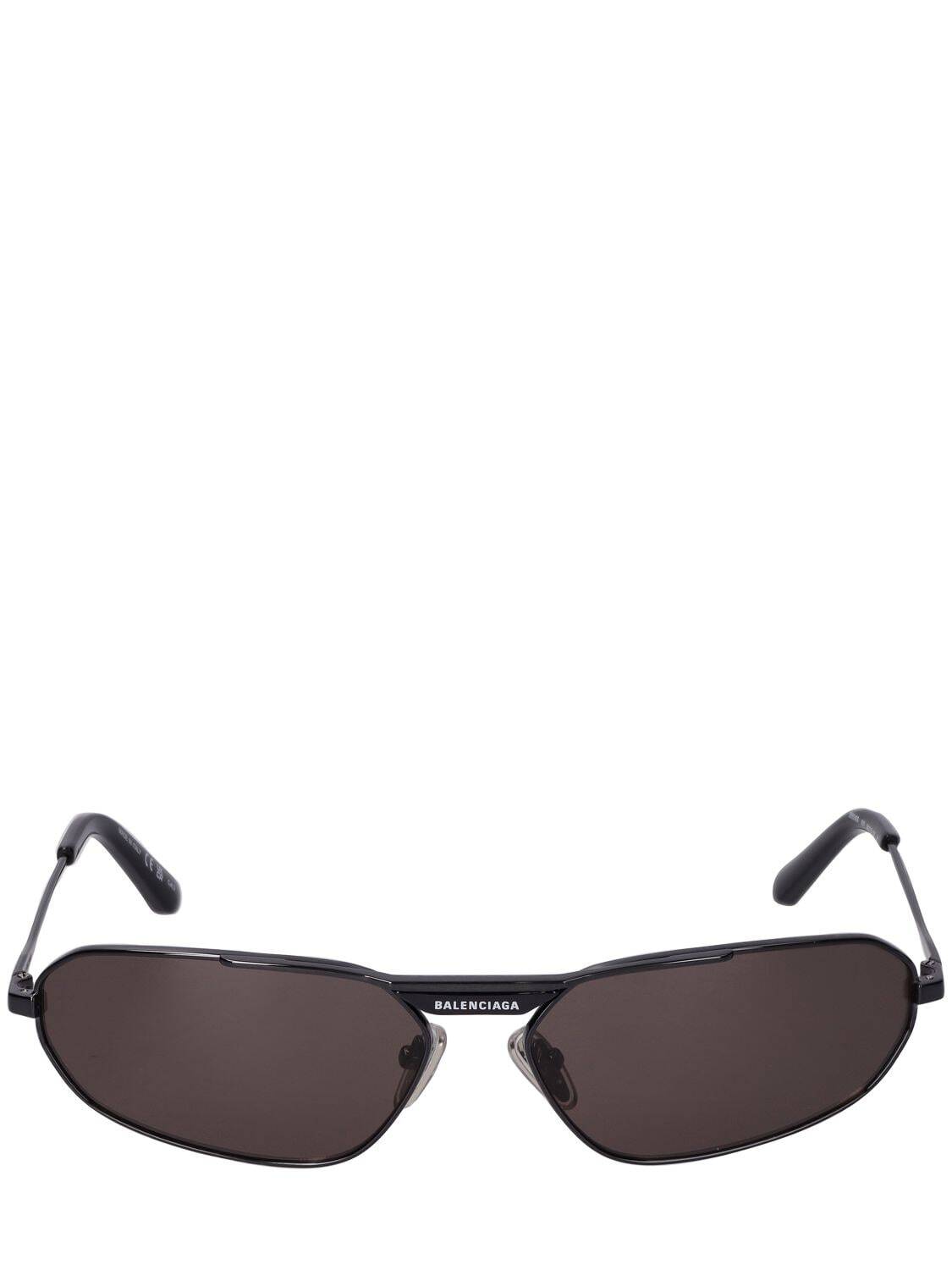 BALENCIAGA 0245s Tag 2.0 Oval Metal Sunglasses in black