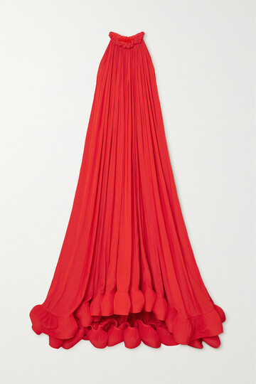lanvin - ruffled charmeuse gown - red