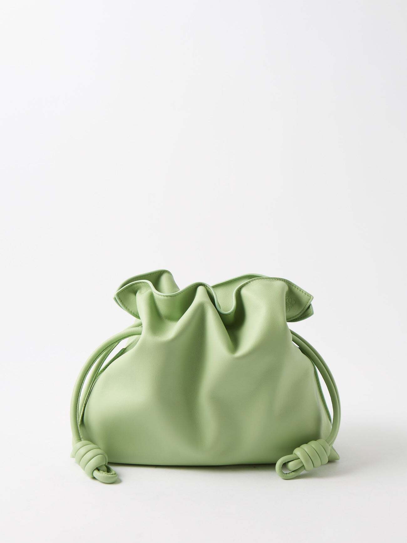 Loewe - Flamenco Leather Clutch Bag - Womens - Light Green