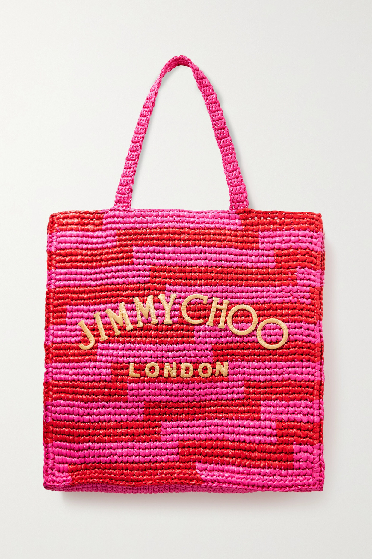 Jimmy Choo - Striped Raffia Tote - Pink