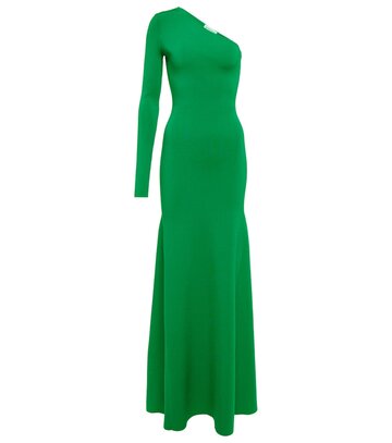 victoria beckham knitted one-shoulder maxi dress in green